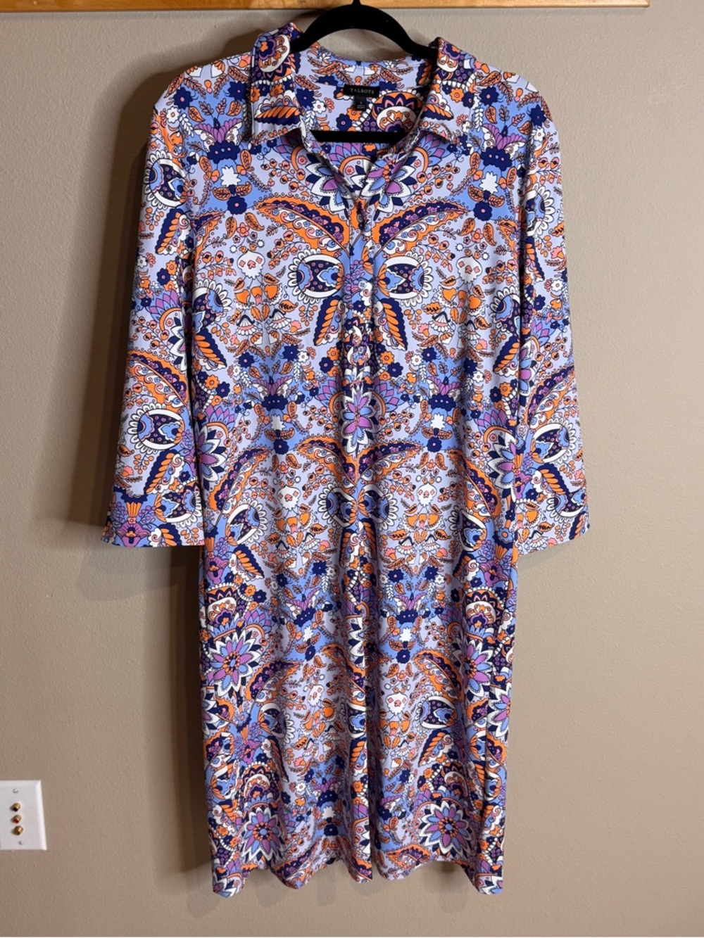 Talbots Vibrant Floral Paisley Shift Dress - Purple & Orange